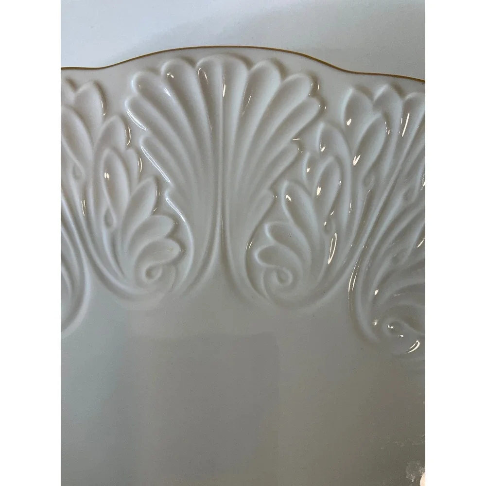 Lenox Wildwood Bone China Serving Platter 24K Gold‎ Trim Embossed USA Luxury 13